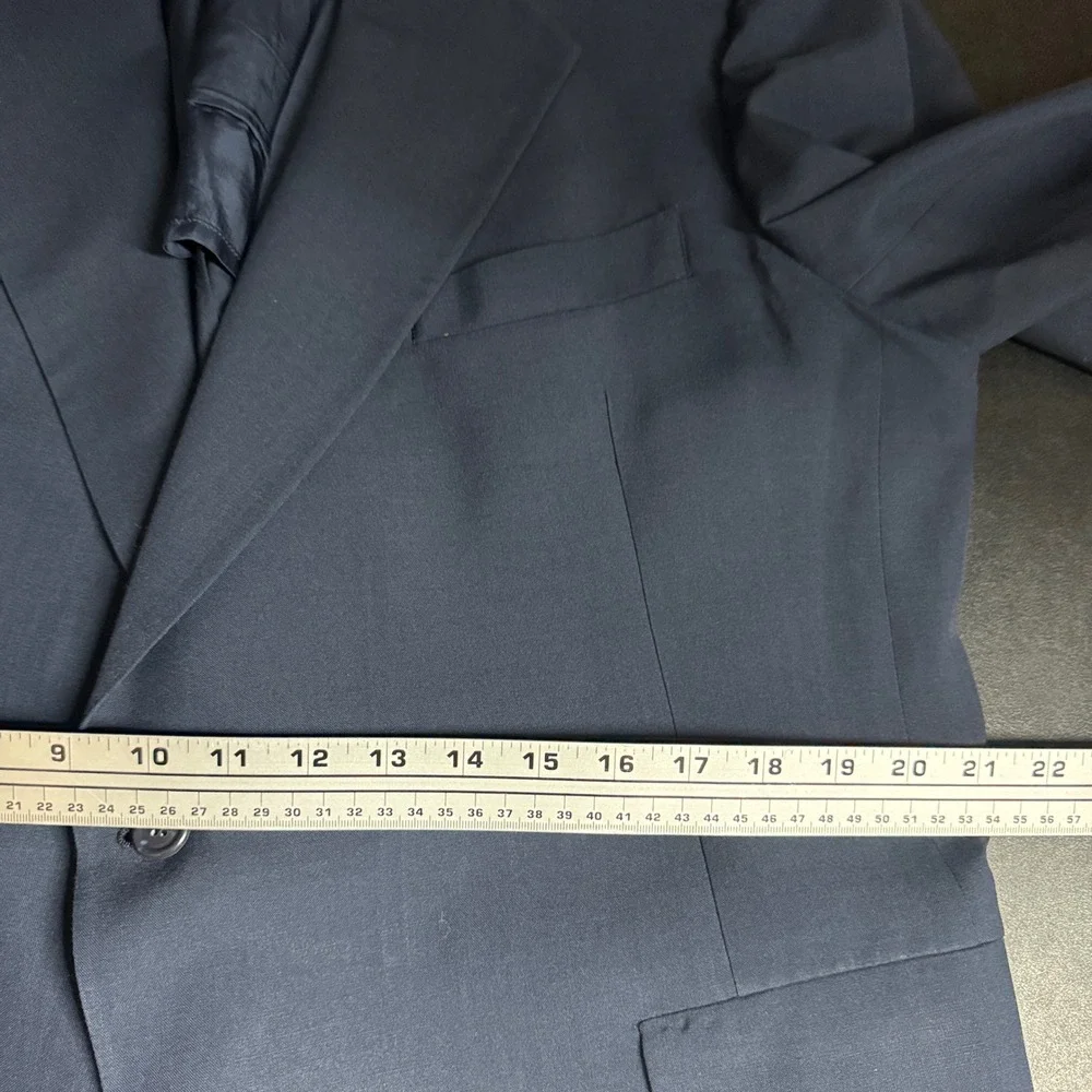 1960s Hart Schaffner Marx Men's Navy Blue Wool Blend Blazer Jacket 2 Button Coat